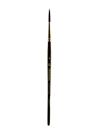 Princeton Neptune Series 4750 Paint Brush, Size 4, Script Bristle, Synthetic, Brown