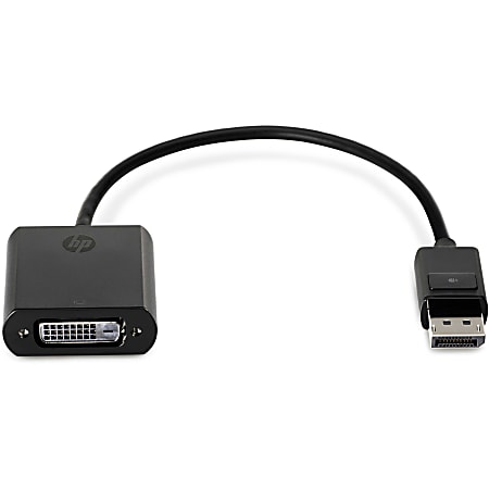HP Display Port to DVI Adapter - DisplayPort/DVI Video Cable for Video Device, Notebook, Projector - First End: 1 x DisplayPort Male Digital Audio/Video - Second End: 1 x DVI Female Video - Black