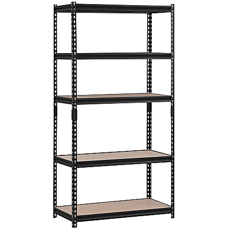Edsal Muscle Rack™ Heavy Duty Boltless Steel Shelving Unit, 5-Shelf, 72”H x 36"W x 12"D, Black