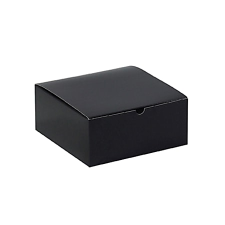Partners Brand Black Gloss Gift Boxes 8" x 8" x 3 1/2", Case of 100