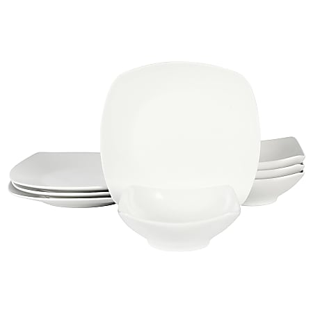 Gibson Home Zen Buffetware 8-Piece Fine Ceramic Dinnerware Set, Matte White