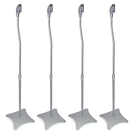Mount-It! MI-1214S Home Theater Speaker Stands, 28"H x 5-5/16"W x 8-1/2"D, Silver, Set Of 4 Stands