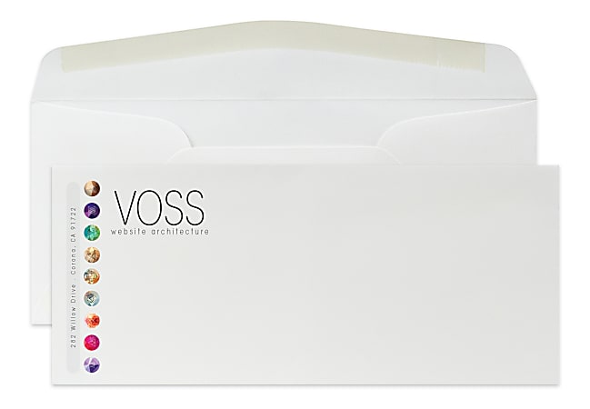 Custom Full Color #10 Flat Print Envelopes With Moisture/Gum-Seal, 4-1/8" x 9-1/2", Ultimate White Woven, Box Of 250 Envelopes