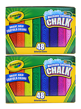 Crayola® Washable Sidewalk Chalk, Assorted Colors, 48 Pieces Per Box, Pack Of 2 Boxes