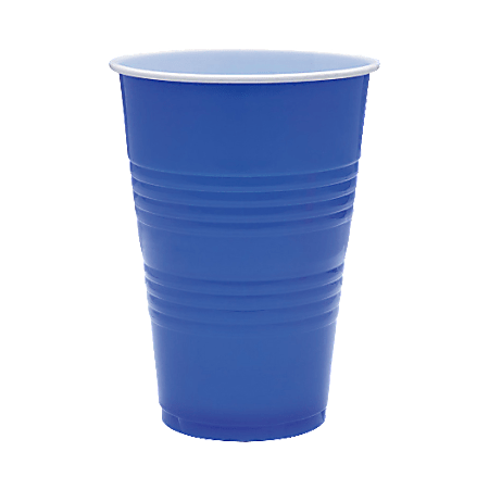 16-Ounce Plastic Party Cups in Blue (50 Pack) - Disposable Plastic