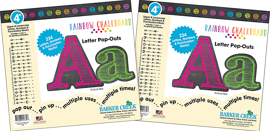 Barker Creek Letter Pop-Outs, 4", Rainbow Chalk, Pack Of 468