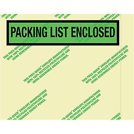 Partners Brand Environmental "Packing List Enclosed" Envelopes, 7 " x 5 1/2", 1,000 Per Case