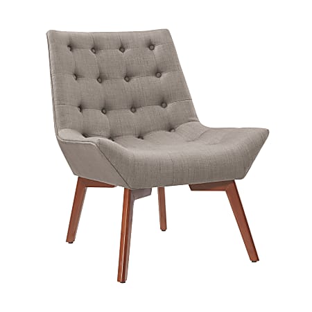 Linon Mayerling Tufted Accent Chair, Gray/Walnut