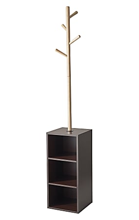 Adesso Hutch Storage Coat Rack 69 H x 12 W x 12 D NaturalWalnut