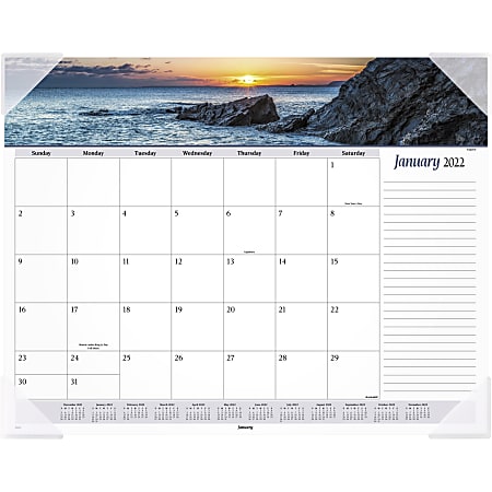 AT-A-GLANCE® Seascape Panoramic Monthly Desk Calendar, 21 3/4" x 17", January 2022 to December 2022