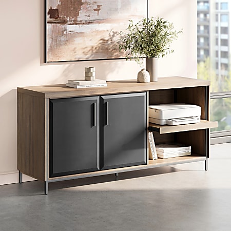 Thomasville Alderbrook 65"W Credenza, Walnut/Matte Black