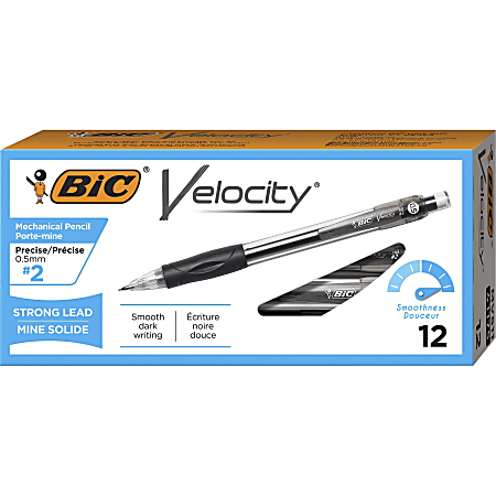 BIC® Mechanical Pencils, #2 Lead, 0.5 mm Lead, Black Barrel, Pack Of 12
