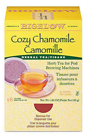 Bigelow® Cozy Chamomile Herbal Tea Single-Serve Pods, 1.9 Oz, Box Of 18