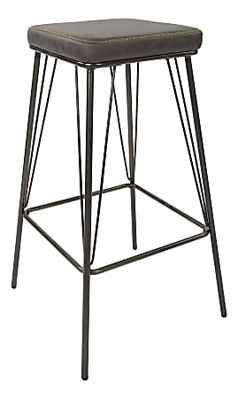 Ave Six Mayson 30"H Polyester Barstools, Charcoal/Gunmetal, Set Of 2 Barstools