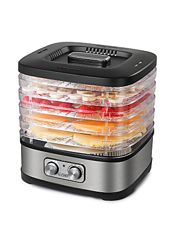 Commercial Chef Food Dehydrator With 5 Adjustable Height Trays, 9-13/16”H x 10-1/4”W x 8-5/16”D, Silver