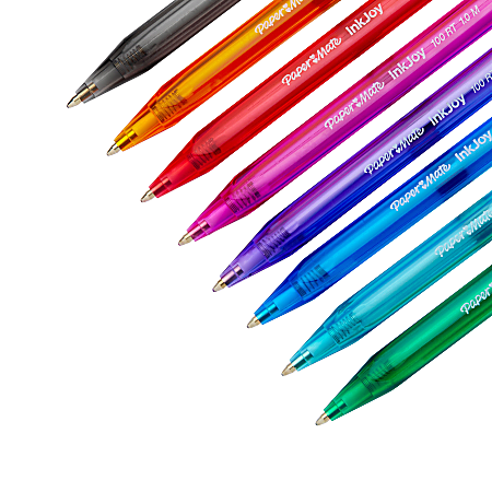 Mate InkJoy 100 Pens Medium Point 1.0 mm Assorted Barrels Assorted Ink Colors Pack Of 8 - Office Depot