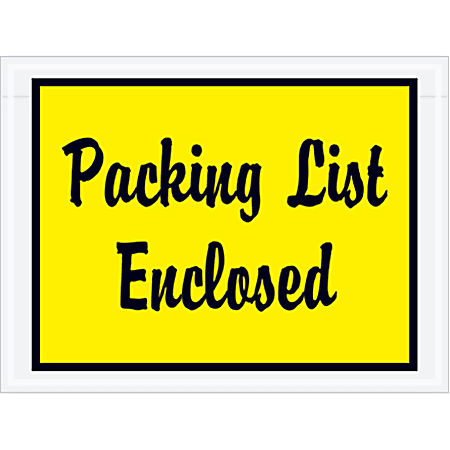 Partners Brand Yellow "Packing List Enclosed" Envelopes, 4 1/2" x 6", Case of 1,000