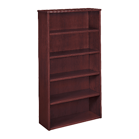 Basyx™ BW Series 5-Shelf Bookcase, 67 1/8"H x 35 5/8"W x 13"D, Mahogany