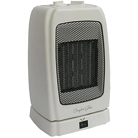 Comfort Glow 1500W Max Portable Oscillating Ceramic Fan Heater With Thermostat, 17-1/4”H x 13-1/2”W x 11-3/4”D, White