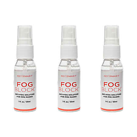 KeySmart FogBlock Anti-Fog Spray, 1 Oz, Pack Of 3 Bottles