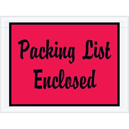 Tape Logic® "Packing List Enclosed" Envelopes, 4 1/2" x 6", Red, Case of 1000