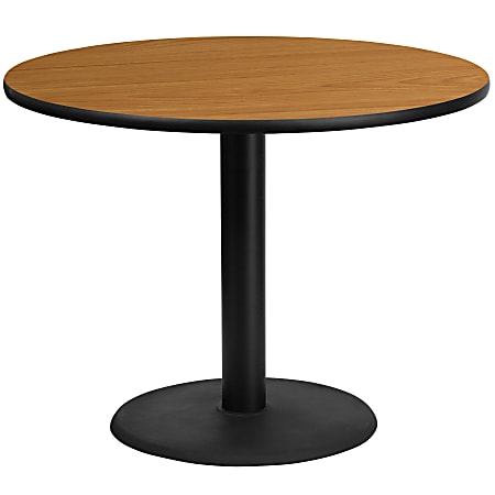 Flash Furniture Laminate Round Table Top With Table-Height Base, 31-1/8"H x 42"W x 42"D, Natural/Black