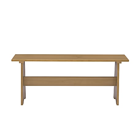 Linon Payson Wooden Backless Bench, 17”H x 42-1/8”W x 12”D, Honey
