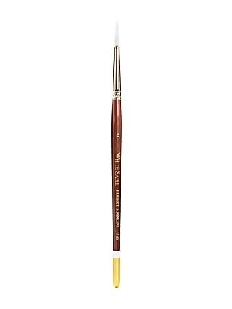 Robert Simmons White Sable Short-Handle Paint Brush 785, Size 6, Round Bristle, Sable Hair, Brown