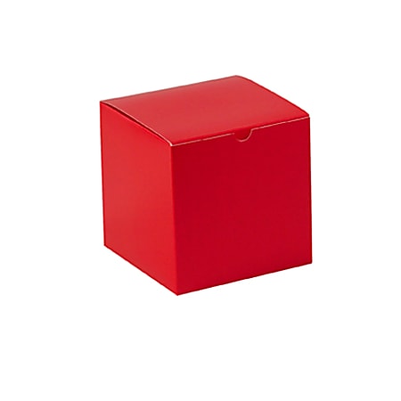 Partners Brand Holiday Red Gift Boxes 6" x 6" x 6", Case of 100