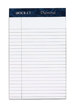 TOPS® Docket® Diamond Jr. 100% Recycled Writing Pads, 5" x 8", Legal Ruled, 50 Sheets, White, Pack Of 4 Pads