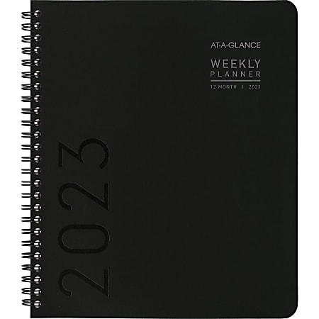 AT-A-GLANCE Contemporary Lite 2023 RY Weekly Monthly Planner, Black, Medium, 7" x 8 3/4"
