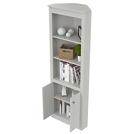 Inval 5 Shelf 2 Door Corner Bookcase 70, Office Depot Bookcases With Doors