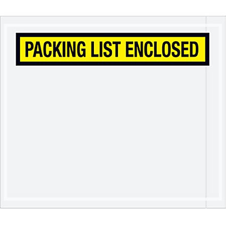 Partners Brand Yellow "Packing List Enclosed" Envelopes, 7" x 6", Case of 1,000
