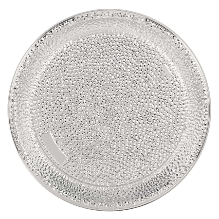 Amscan Plastic Serving Trays, 16", Hammered Silver, Set Of 2 Trays