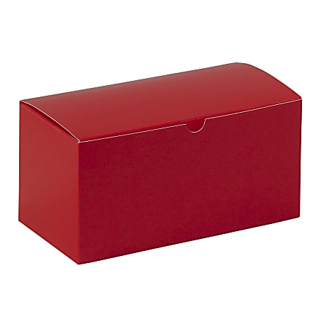 Partners Brand Holiday Red Gift Boxes 9" x 4 1/2" x 4 1/2", Case of 100