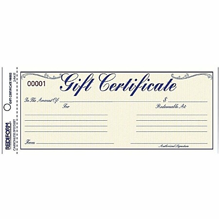 Rediform Gift Certificates with Envelopes - 8.5" Width x 3.7" Length - Blue - 25 / Pack