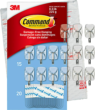 Command Small Wire Toggle Hooks, 15 Command Hooks, 20 Command Strips, Damage Free Hanging of Dorm Room Decorations