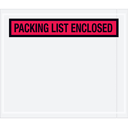 Partners Brand Red "Packing List Enclosed" Envelopes, 7" x 6", Case of 1,000