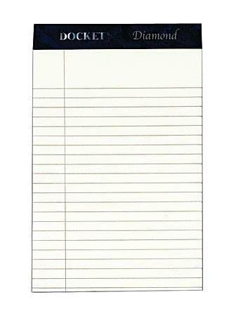 TOPS® Docket® Diamond Jr. 100% Recycled Writing Pads, 5" x 8", Legal Ruled, 50 Sheets, Ivory, Pack Of 4 Pads