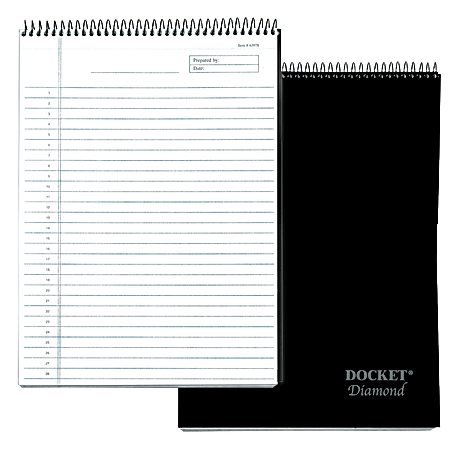 TOPS™ Docket™ Diamond 100% Recycled Wirebound Planner, 8 1/2" x 11 3/4", 1 Subject, Legal Ruled, 60 Sheets, White