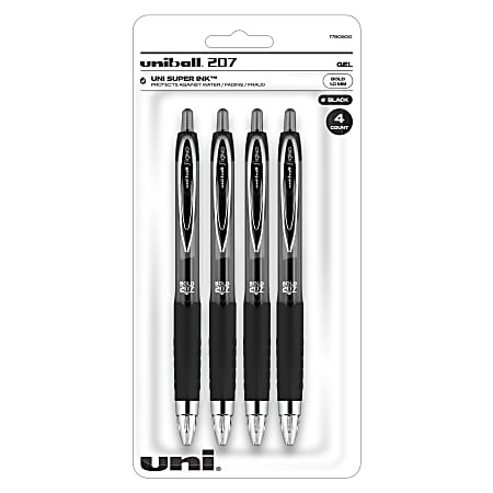 Uni-ball 207 Impact Gel Pens Bold Point, 1.0mm, Black, 12 Pack & 207 Impact  RT Gel Pen Refills, Bold Point (1.0mm), Blue, 2 Count