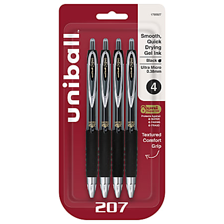 Uni-Ball 207 Signo Gel Ultra Micro Retractable Gel Pen, 0.38mm, Blue Ink, Smoke Barrel