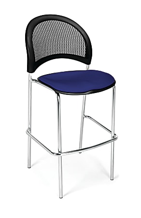 OFM Stars And Moon Café-Height Chairs, Royal Blue/Chrome, Set Of 2