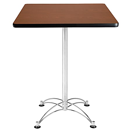 OFM Caf?-Height Square Table With Chrome Base, Mahogany
