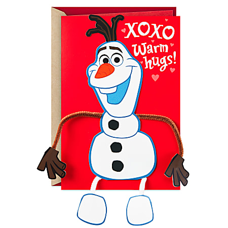 Hallmark Disney Frozen Valentine's Day Card With Posable Character (Olaf Warm Hugs)