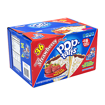 PopTarts Frosted Strawberry Toaster Pastries 67.2 Oz 2 PopTarts Per Pack Box  Of 36 Packs - Office Depot