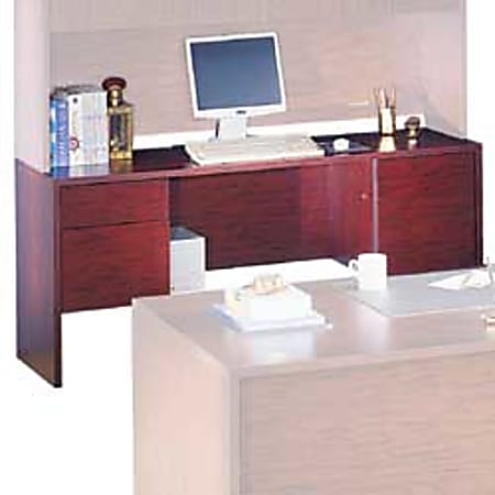 Global® Genoa Furniture Collection Kneespace Credenza, 29"H x 66"W x 20"D, Quartered Mahogany