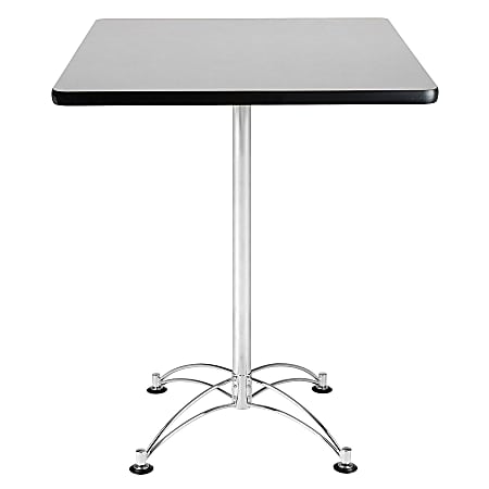 OFM Caf?-Height Square Table With Chrome Base, Gray Nebula