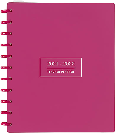 TUL® Discbound Monthly Teacher Planner, Letter Size, Pink, July 2021 To June 2022