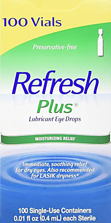 Refresh Plus Eye Drops Vials, 0.01 Fl Oz, Pack Of 100 Vials